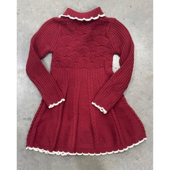 Happily Grey Kids Burgundy Cable Knit Dress 4T - Picture 3 of 3